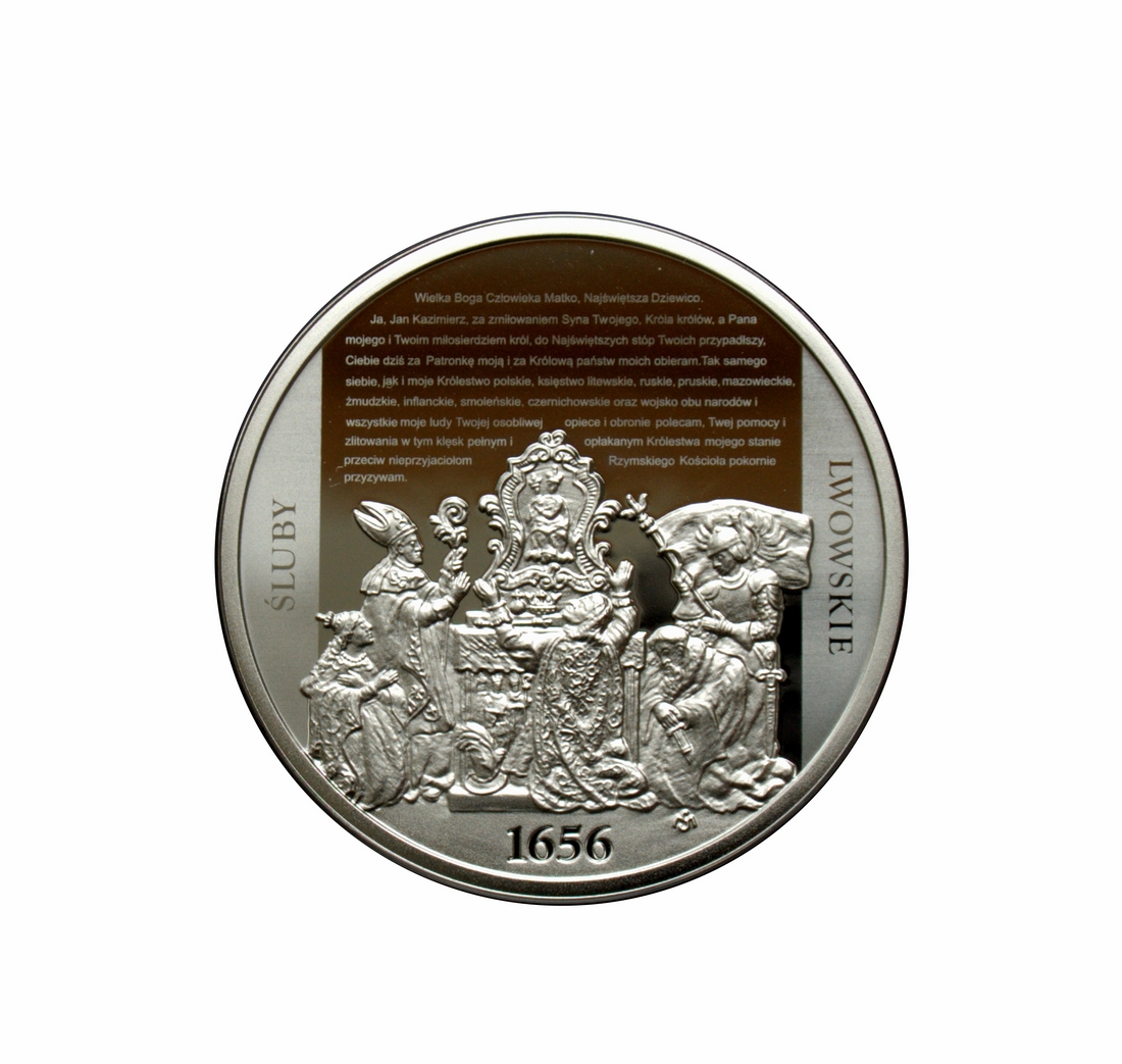 śluby Lwowskie Dzieje Chrześcijaństwa w Polsce - srebrna moneta, 2500 Franków,2016 