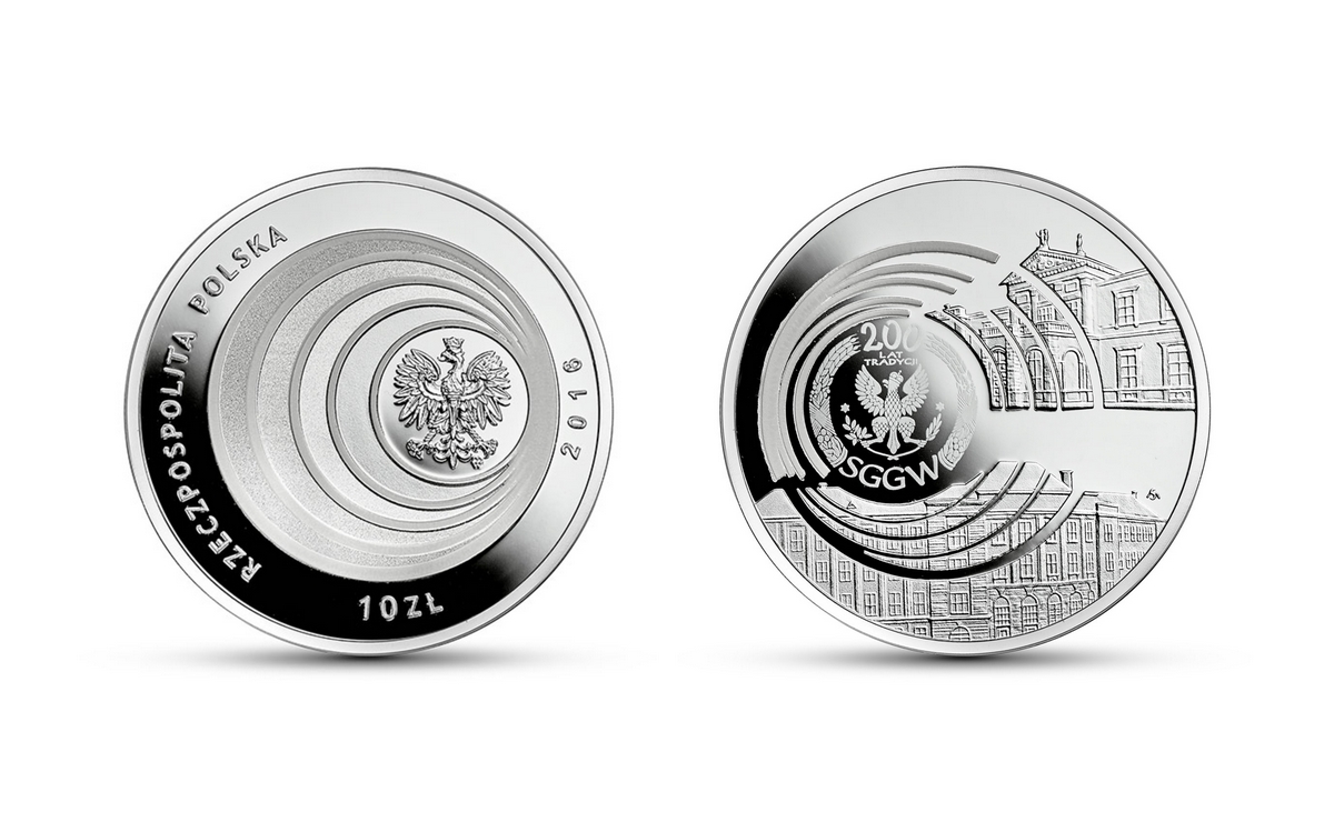 Bicentenary of the Warsaw University of Life Sciences – SGGW, silver coin face value 10 zł, 2016