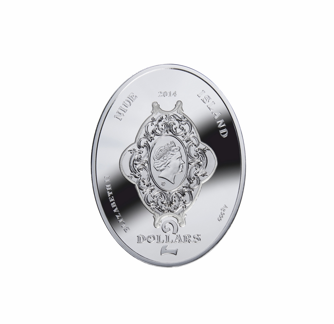 Kiwi Faberge,srebrna moneta o nominale  2 dollars, Nowa Zelandia,2014, awers