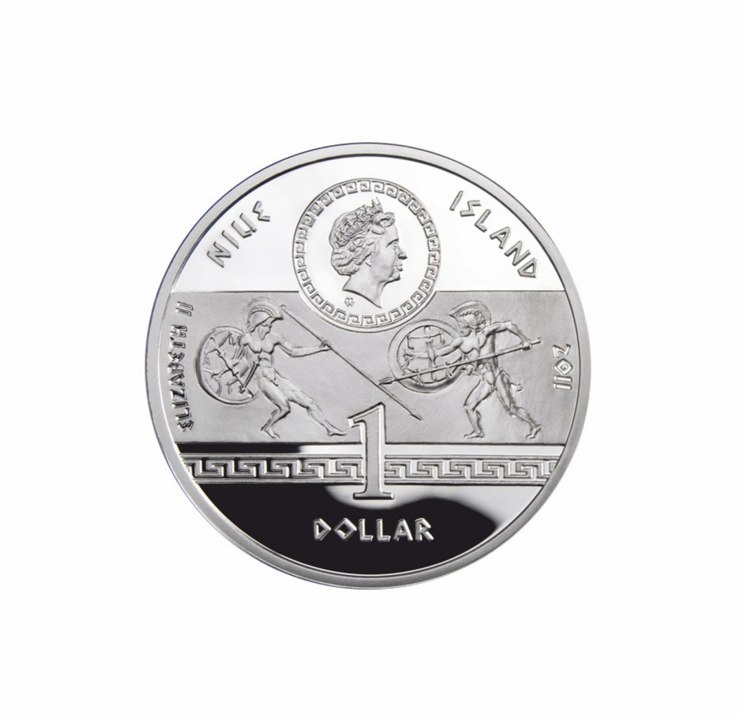 Aleksander Wielki seria wielcy wodzowie,srebrna moneta o nominale 1 dolar, Nowa Zelandia 2011,awers