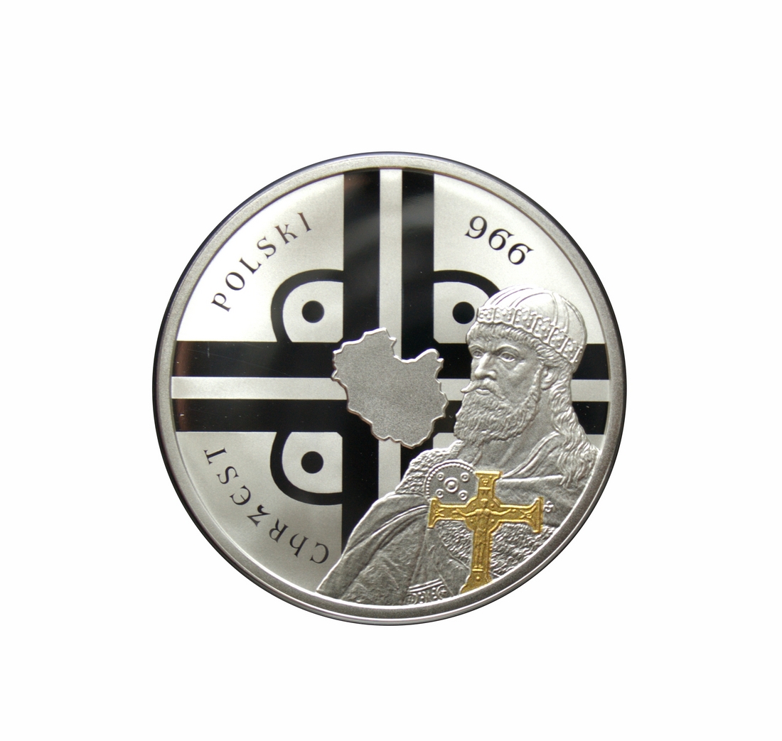 Chrzest Polski Dzieje Chrześcijaństwa w Polsce - srebrna moneta, 2500 Franków,2016