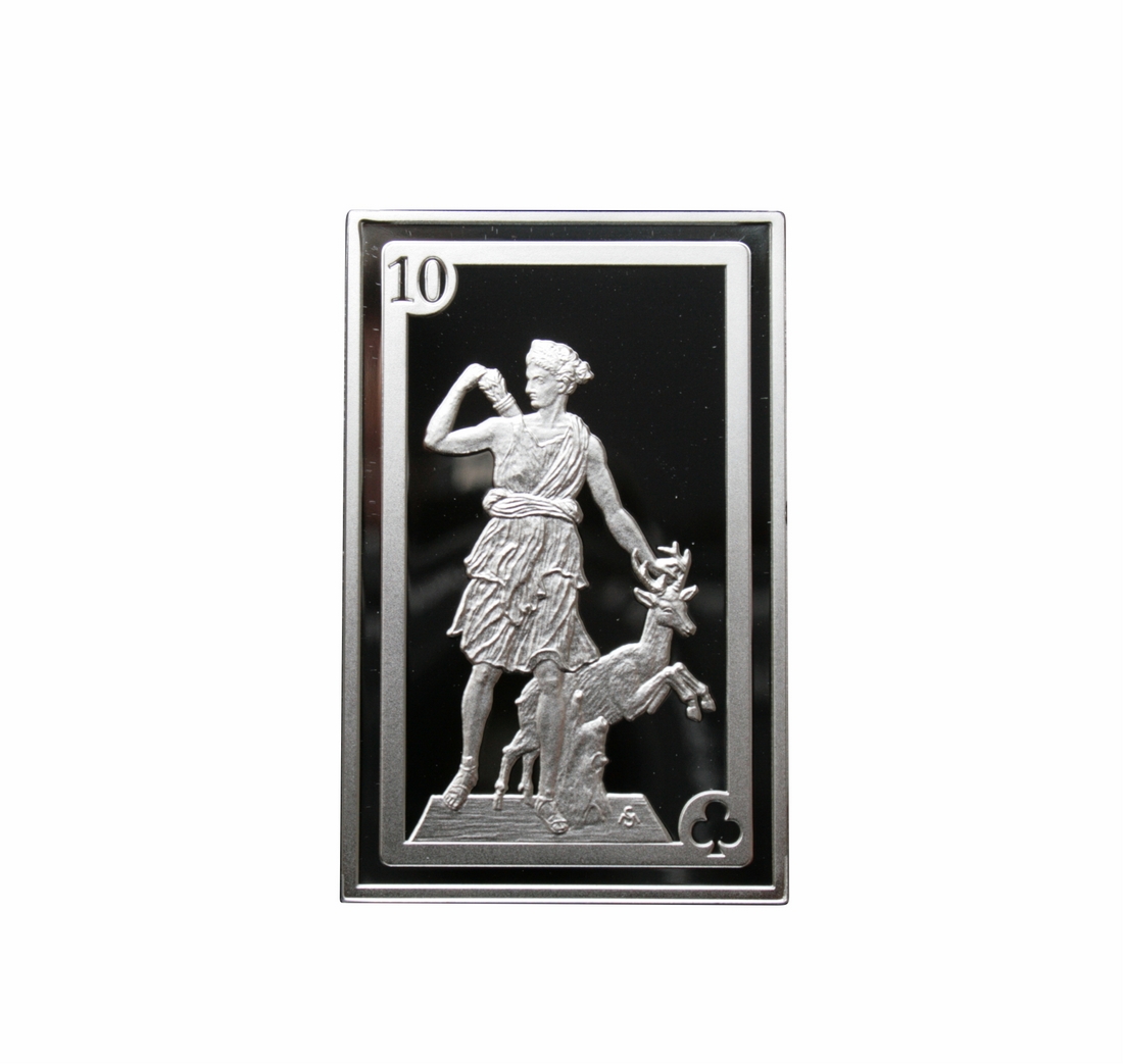 Królewski poker- 10,srebrna moneta o nominale 2500 Francs CFA