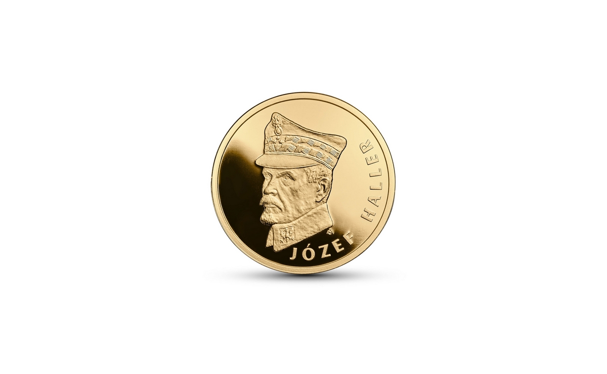 Stulecie odzyskania przez Polskę niepodległości – Józef Haller,rewers złotej monety nominał 100 zł, 2016