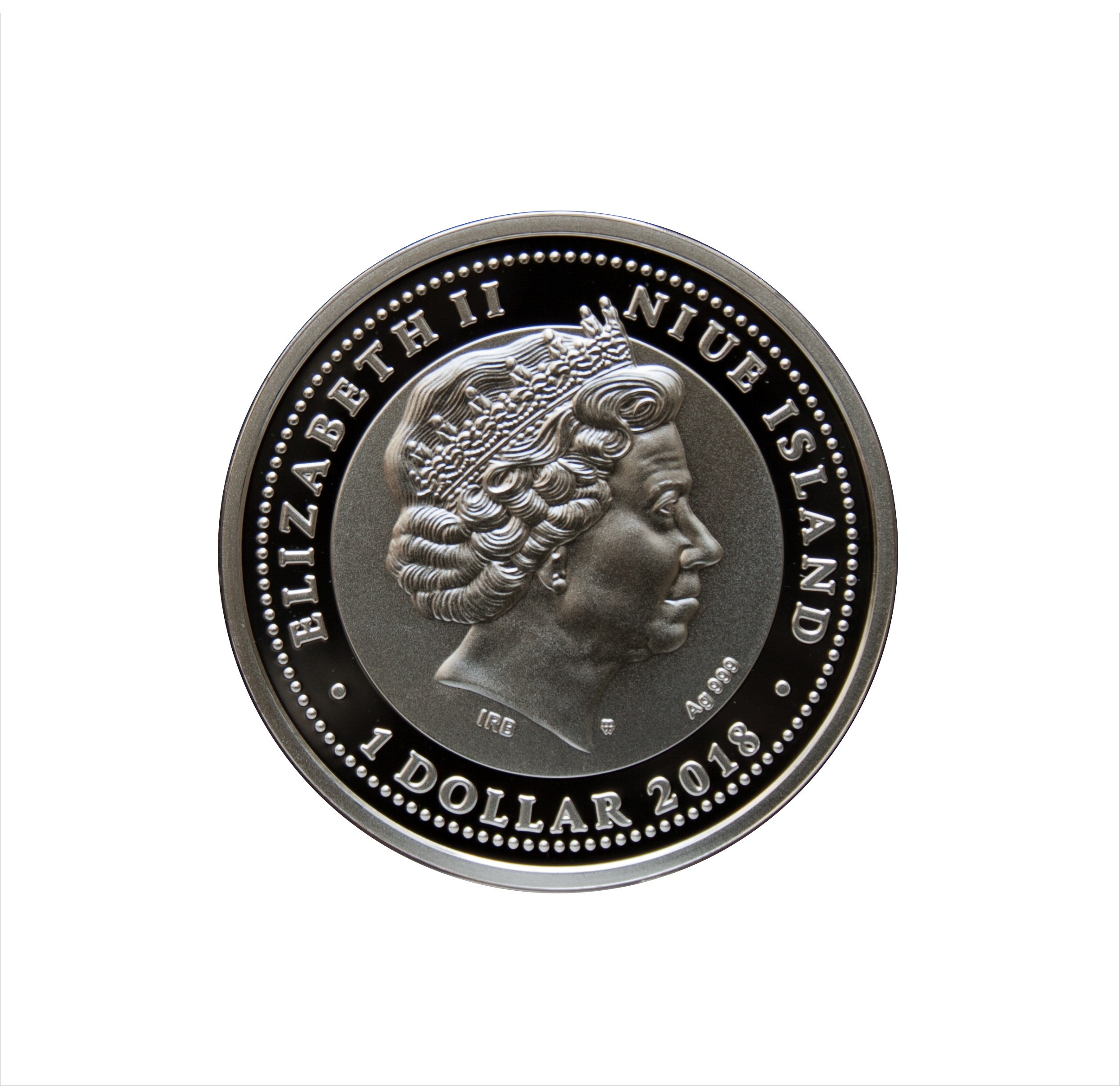 Johannes Gutenberg - srebrna moneta,1 dolar, Nowa Zelandia, 2018